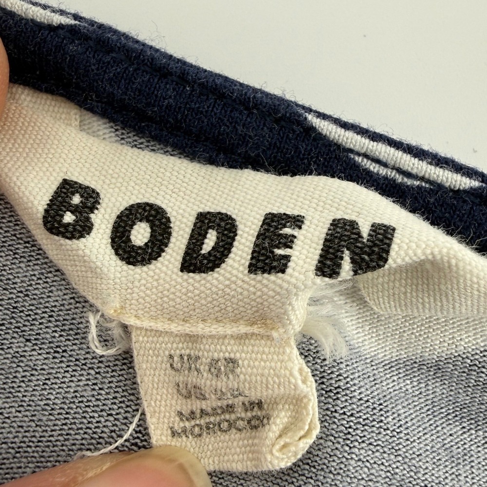 Boden Navy White Wavy Stripe Long Sleeve Fit Flare Dress Pockets US 2R Stretch‎ - Picture 3 of 7
